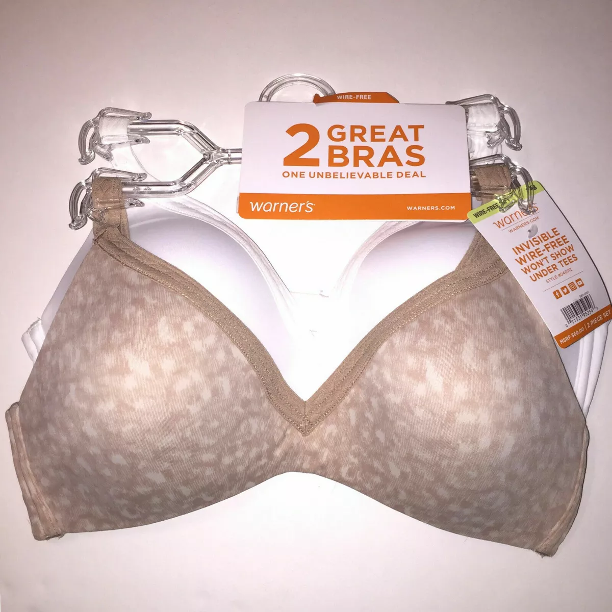 Warners Wirefree Bras T-Shirt Lined Seamless Cups Set of 2 Style 4011  Retail $60