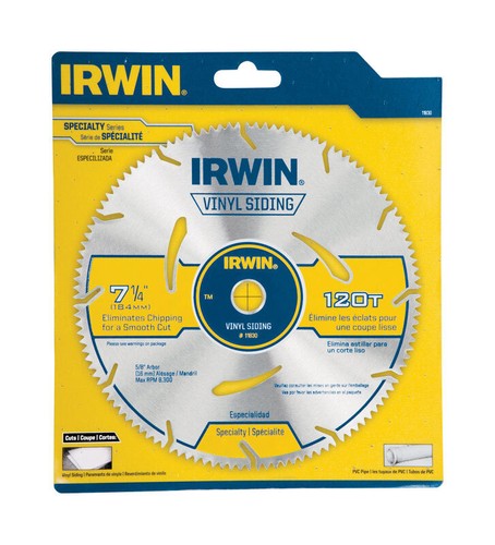 IRWIN 11830 Carbide Steel 8300 RPM Circular Saw Blade #120 x 7-1/4 Dia. in.