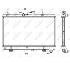 Radiator, engine cooling NRF 53121 for Kia Rio hatchback