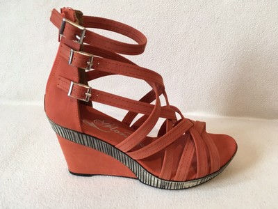 burnt orange wedge sandals