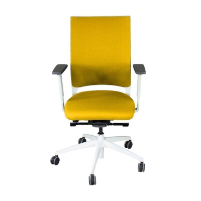 Sedus: Quarterback Office Chair with White Frame in Yellow Fabric