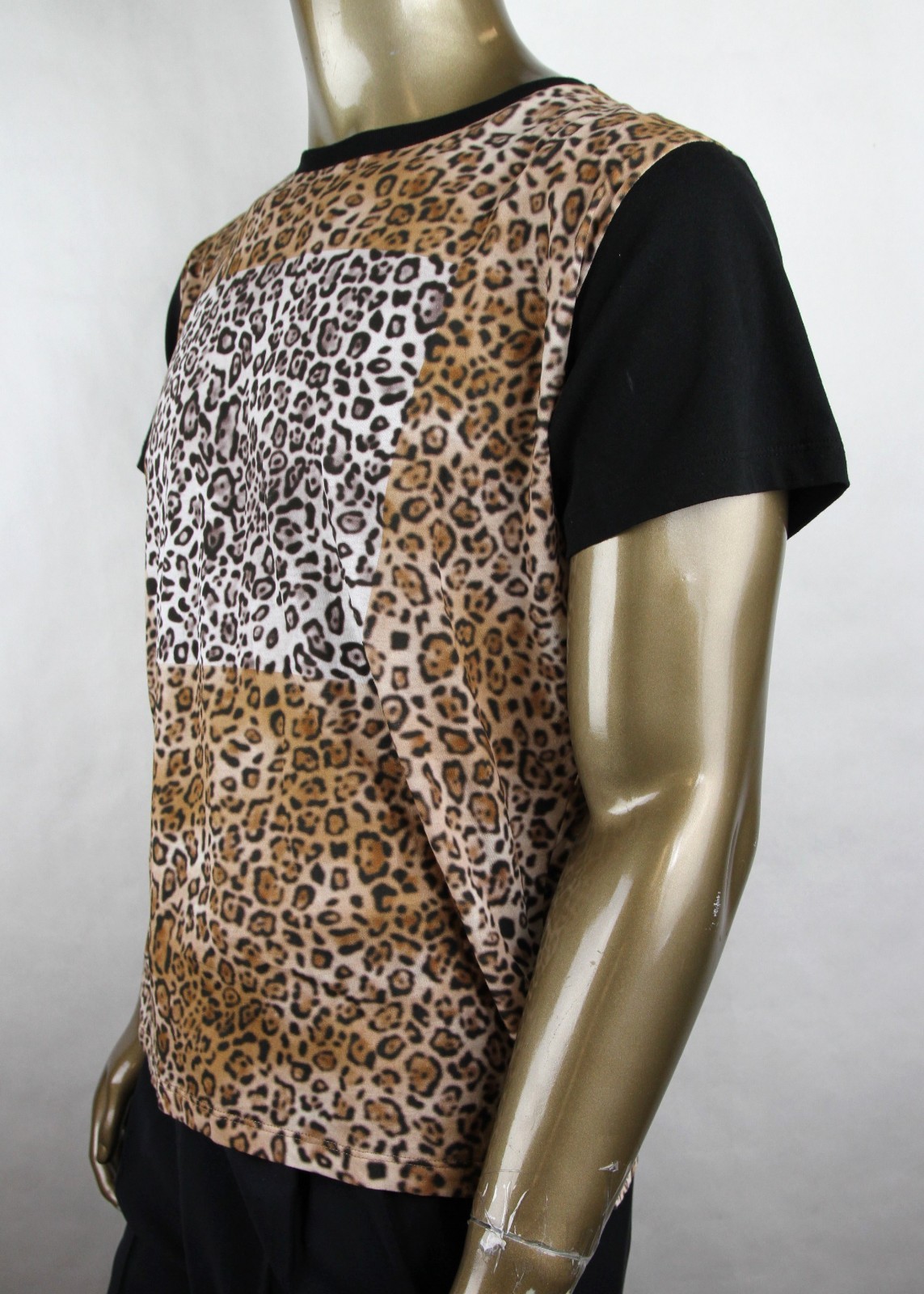 T shirt girocollo Saint Laurent $590 nuova stampa leopardata M 440623 1165