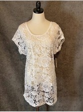 Miken Women's Crocheted Tie Back Brand New with Tags Cover Up White Size Medium