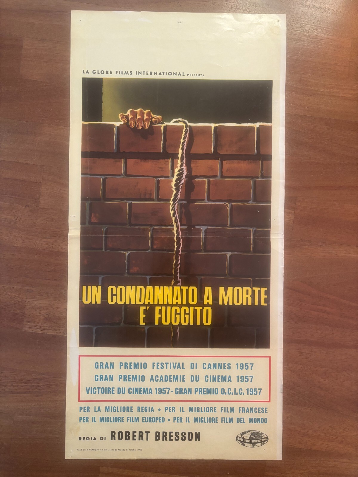 Locandina originale film Un condannato a morte è fuggito (1956) - Regia di Robert Bresson