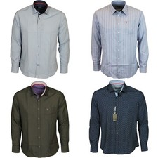 New Mens Branded Long Sleeve Office Work Casual Striped Printed Shirts S to 2XL