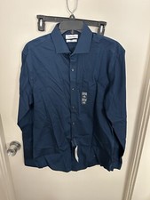 mens calvin klein extra slim sit L 16 34/35 blue dress shirt nwt