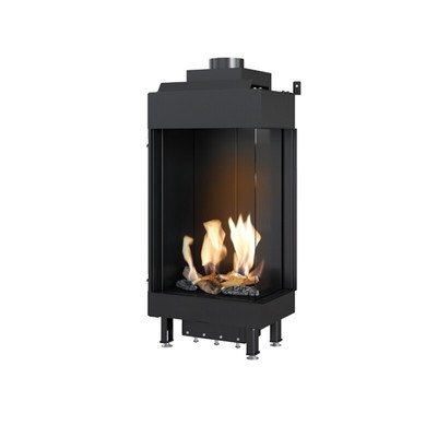 LEO-P-45-68 NG Gaskamin Gas Kamin rechts gewinkelt Erdgas oder