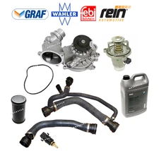 Water Pump Thermostat Upper Lower Hose Sensor Coolant Kit OES For BMW 550i 650i