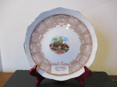 1908 Souvenir Advertising Calendar Plate Ansonia Connecticut Merry Christmas
