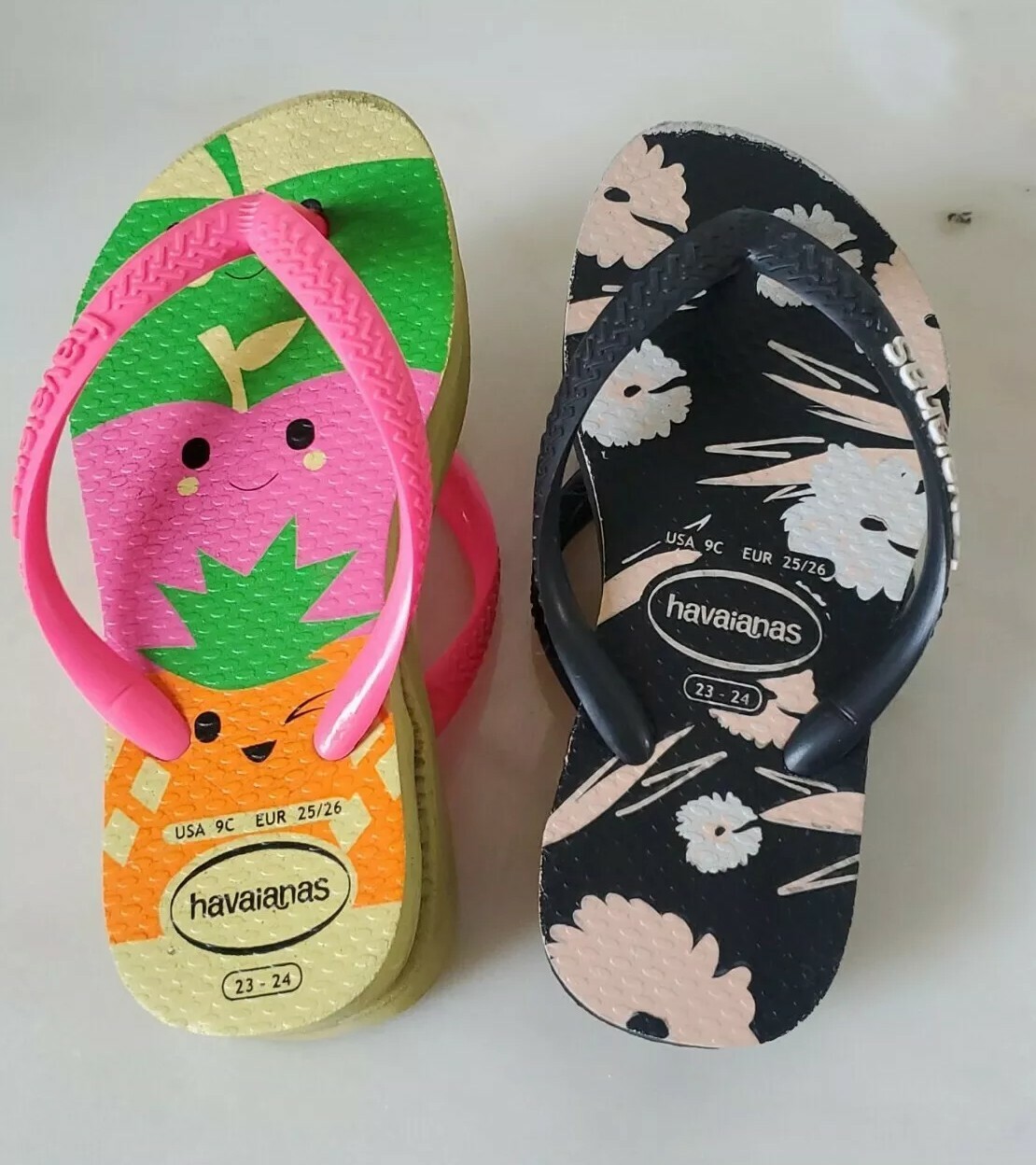 LOTTO DI 2 INFRADITO HAVAIANAS BAMBINA TAGLIA US 9C 23 24 SUPER MORBIDE