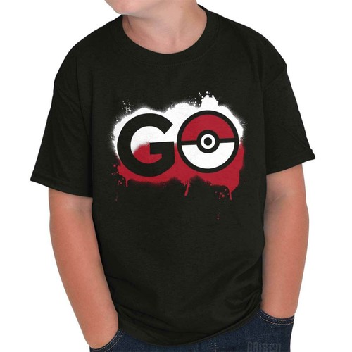 Cool Paint Drip Anime Video Game GO Ball Youth Crewneck T Shirts Boy or Girl - Picture 4 of 8