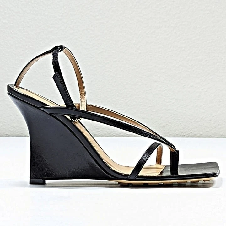 Sandali neri Bottega Veneta elasticizzati zeppa da donna neri taglia 38 5 prezzo al dettaglio al dettaglio $1.100