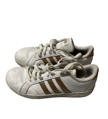 Adidas Cloudfoam Advantage 3 stripe ortholite White Gold SIZE 3 /