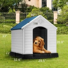33'' Pet Dog House Durable Pet Shelter Waterproof Animal House All-Weather Blue
