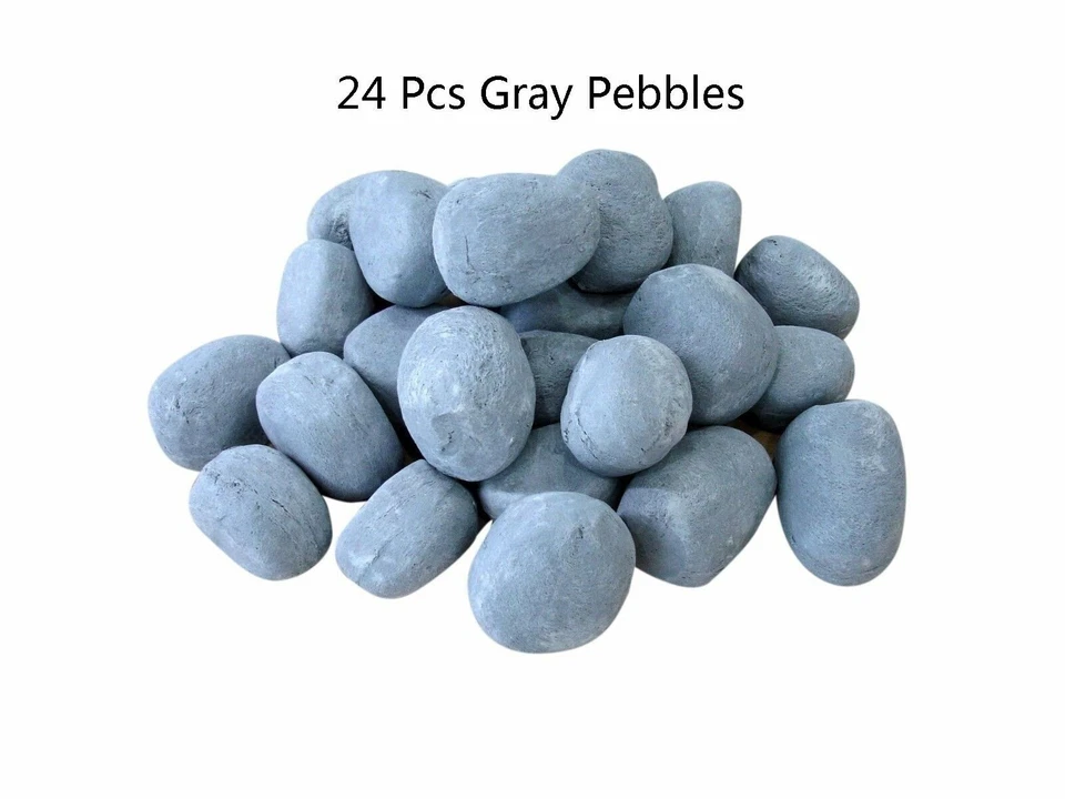 HM Juego de 24 Chimenea Eléctrica Fibra Cerámica Gas Etanol Chimenea Guijarro Negro Foto 4 de 4