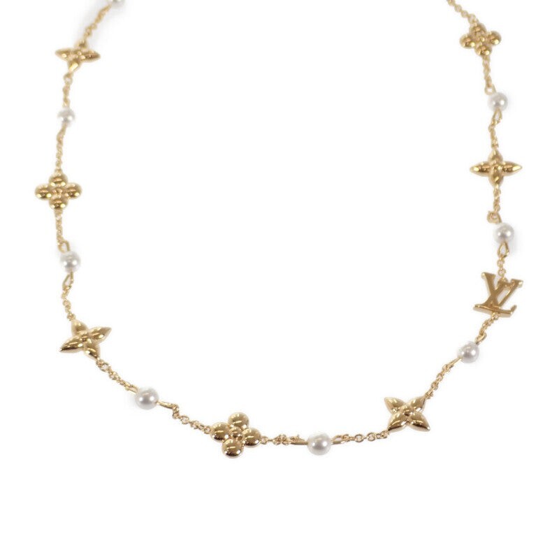 LOUIS VUITTON Necklace Louisa Necklace Metal Fake Pearl Gold