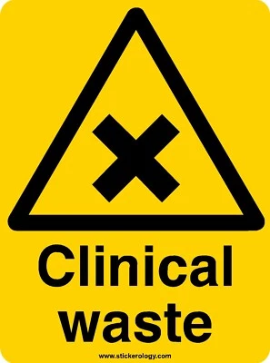 STICKEROLOGY CLINICAL WASTE STICKER SIGN CHOOSE SIZE STANDARD OR GLASS STICKER