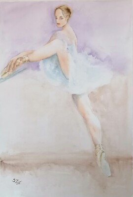 Balletttänzerin 39, von Susana Harris, Ballerina, figurative Kunst, 15x22 cm ungerahmt