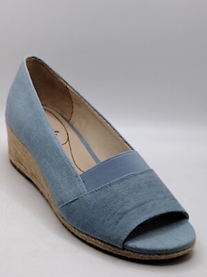 Lifestride Sola Women's Size 9 M Canvas Peep Toe Slip On Espadrille Wedges  | eBay