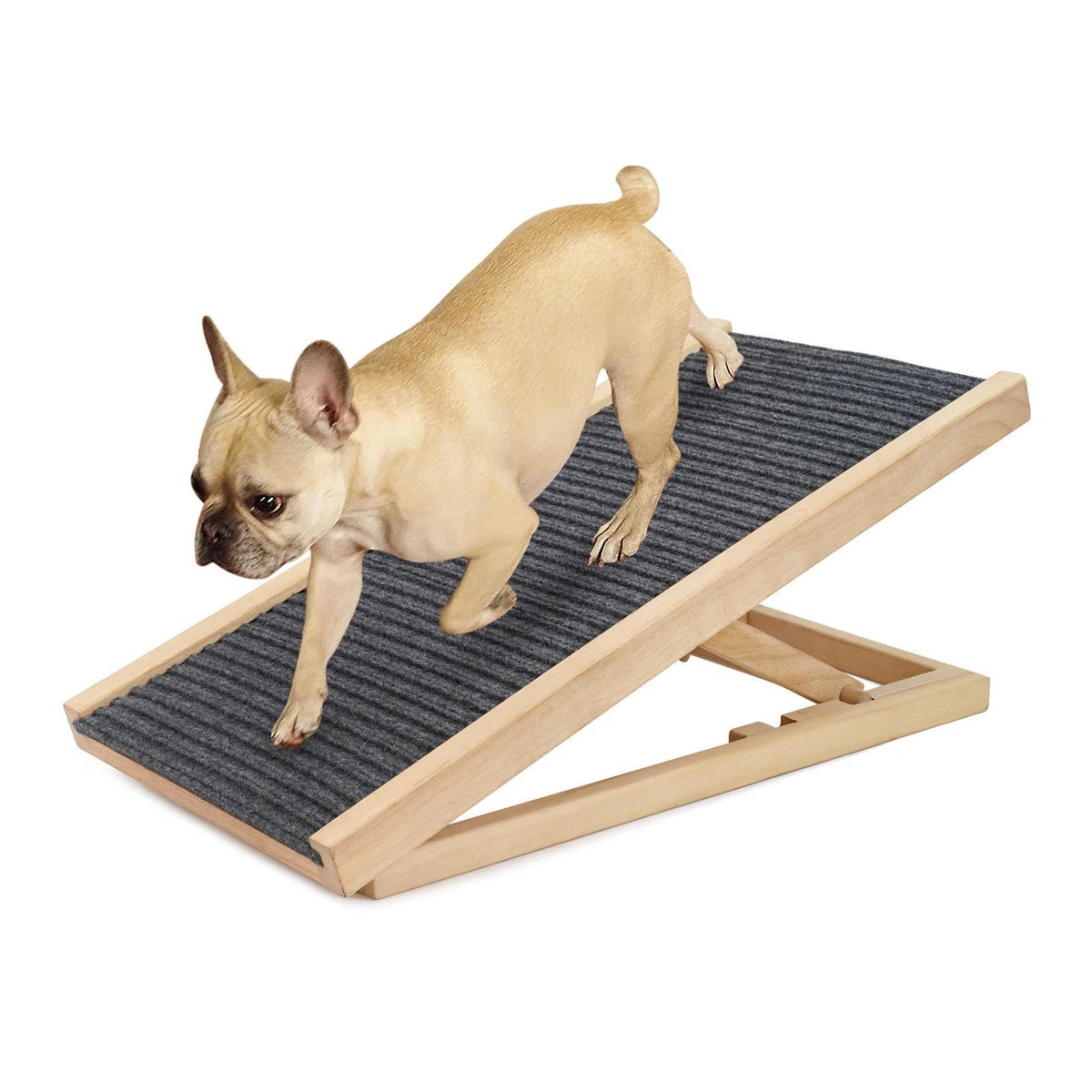 Wood Dog Ramp Pet Ladder 2 Levels Height Adjustable Folding