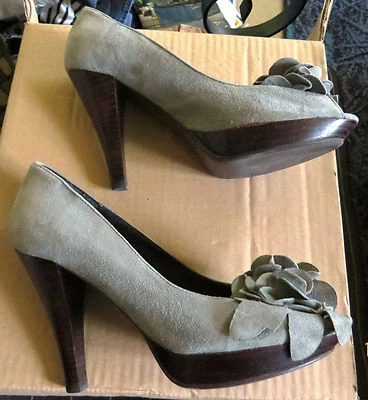 Chaussures escarpins gris bouts ouverts MINELLI 35 daim (cuir) - Photo 1/3