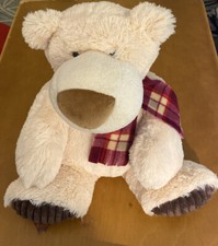 Aurora Cream Bear With Plaid Scarf Plush 12"