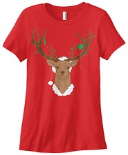Threadrock Women's Christmas Reindeer T-shirt Santa Claus Rudolph