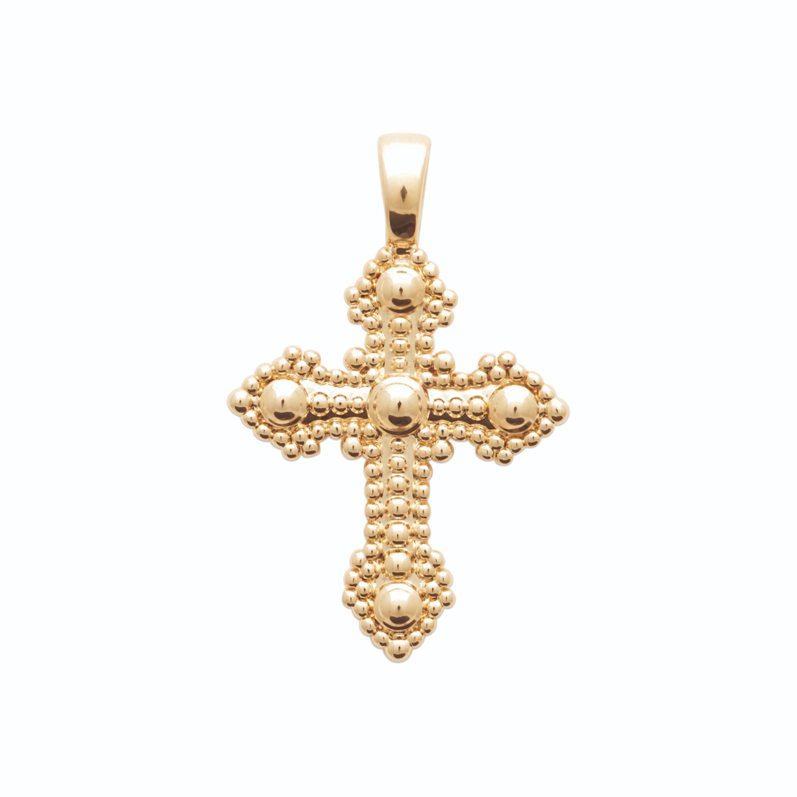 Croix Baroque Gothique pendentif plaqué or 18 carats pour chaîne homme femme