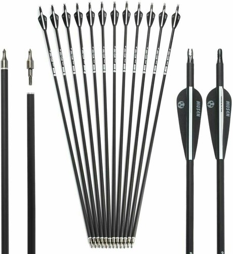 10/12/24pcs Musen Carbon Arrows 30" Compound/Recurve Bow Hunting SP340/400/500 - Picture 28 of 42