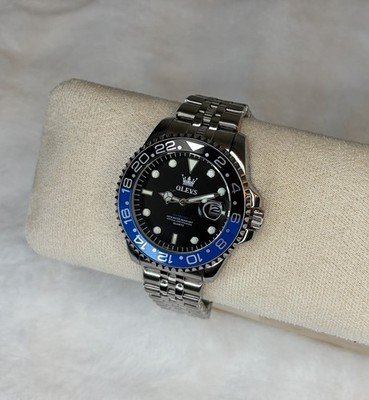 Men s Olevs Stainless Steel Quartz Watch 40mm Face Date Window Rotating Bezel