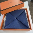 Original Boxed HERMES Paris Coin Zulu Pouch. Blue & Brown. Origami Design.