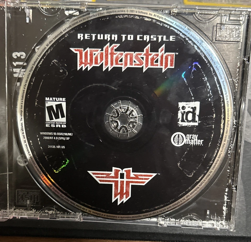 Wolfenstein PC Game Compact Disc Return to Castle 2001 Windows Activision w Code - Image 2 of 3