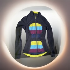 Lululemon Define Jacket Sz 2 Black W/Blue/Yellow/Burgundy Color Blocks