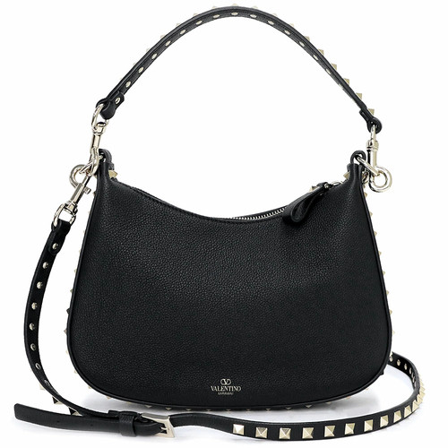 Valentino Garavani Rockstud Small Hobo Black Grain Calf 3W2B0M37TAG #966