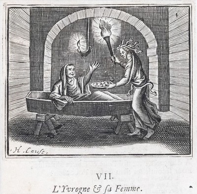 Fabeln de la Fontaine Ehe Kupferstich Henrik Cause Passepartout 1728