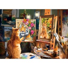500 Pieces Puzzle for Adults, Funny Cat Tiger Painting Puzzle, Cute Animal Jigsa