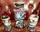 Vintage IMPERIAL- Milk & Purple SLAG GLASS  4-Piece OWL ENSEMBLE-  Excellent!