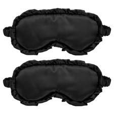 2Pcs Silk Sleep Masks with Elastic Strap Unisex for Nighttime Sleep Black