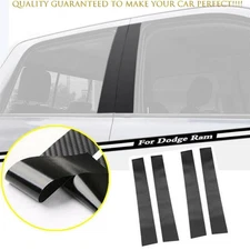 For Dodge RAM 1500 2019-2024 Carbon Fiber Look Window Pillar Posts Sticker Trim
