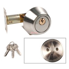 Brand New Dead Bolt Single Cylinder Satin Nickel 30-50mm Door Lock Set 3 keys US