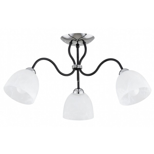 Deckenlampe 3-Flammig Glas Silber Chrom E27 L:56 Cm Deckenleuchte Wohnzimmer-image