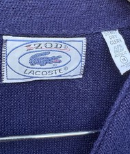 Vtg Izod Lacoste Cardigan Sweater Medium Navy Blue Orlon Acrylic Made USA 70 80s