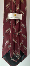 Bill Blass Vintage 100% Silk Tie Burgundy Gold Paisley Swirl Abstract 60x4