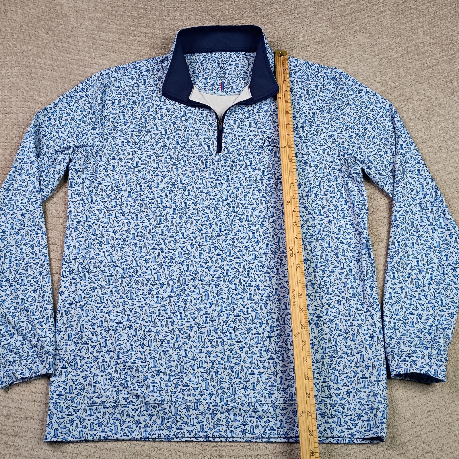 Rhoback Performance Q-Zip Pullover Medium Blue Te… - image 8