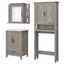 Pemberly Row Engineered Wood Bathroom Vanity Set with Space Saver in Driftwood
