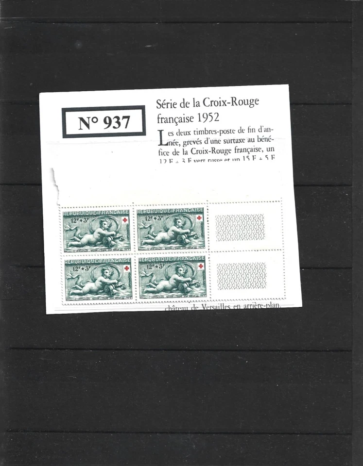 N° Yvert : 937 en bloc de 4 coin de feuille ** - Photo 1/1
