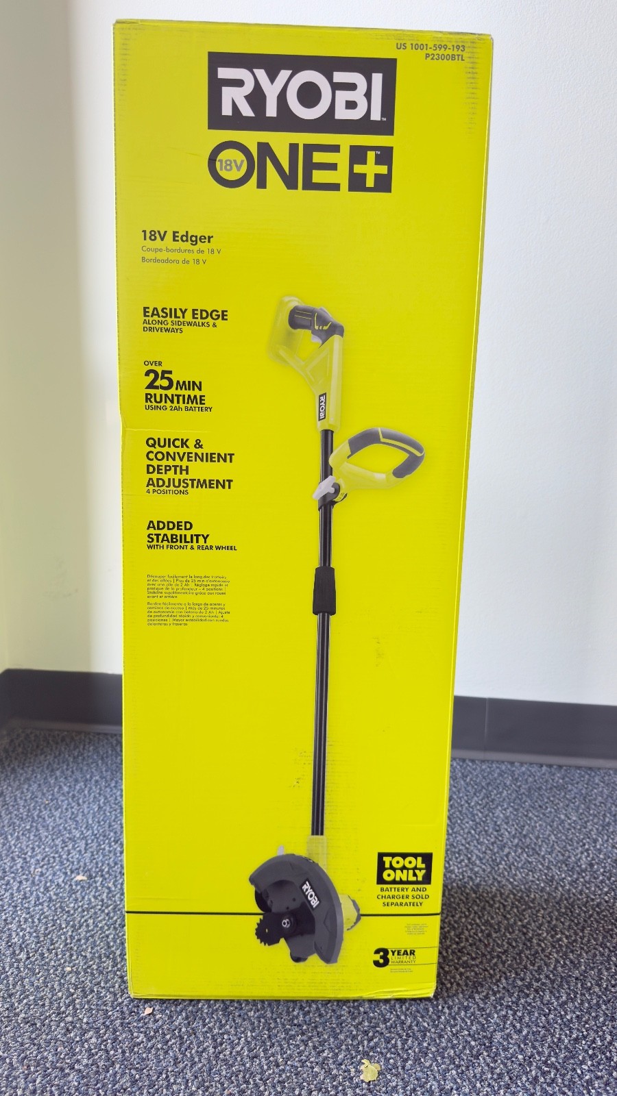 Ryobi ONE+ 18V 9 in. Cordless Battery Edger P2300BTL (TOOL ONLY )