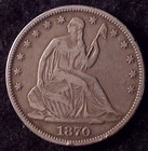 1870 Seated Liberty Half Dollar in Fine to Very Fine grade