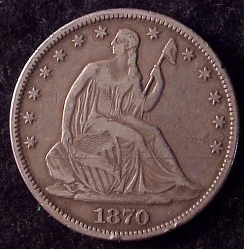 1870 Seated Liberty Half Dollar in Fine to Very Fine grade