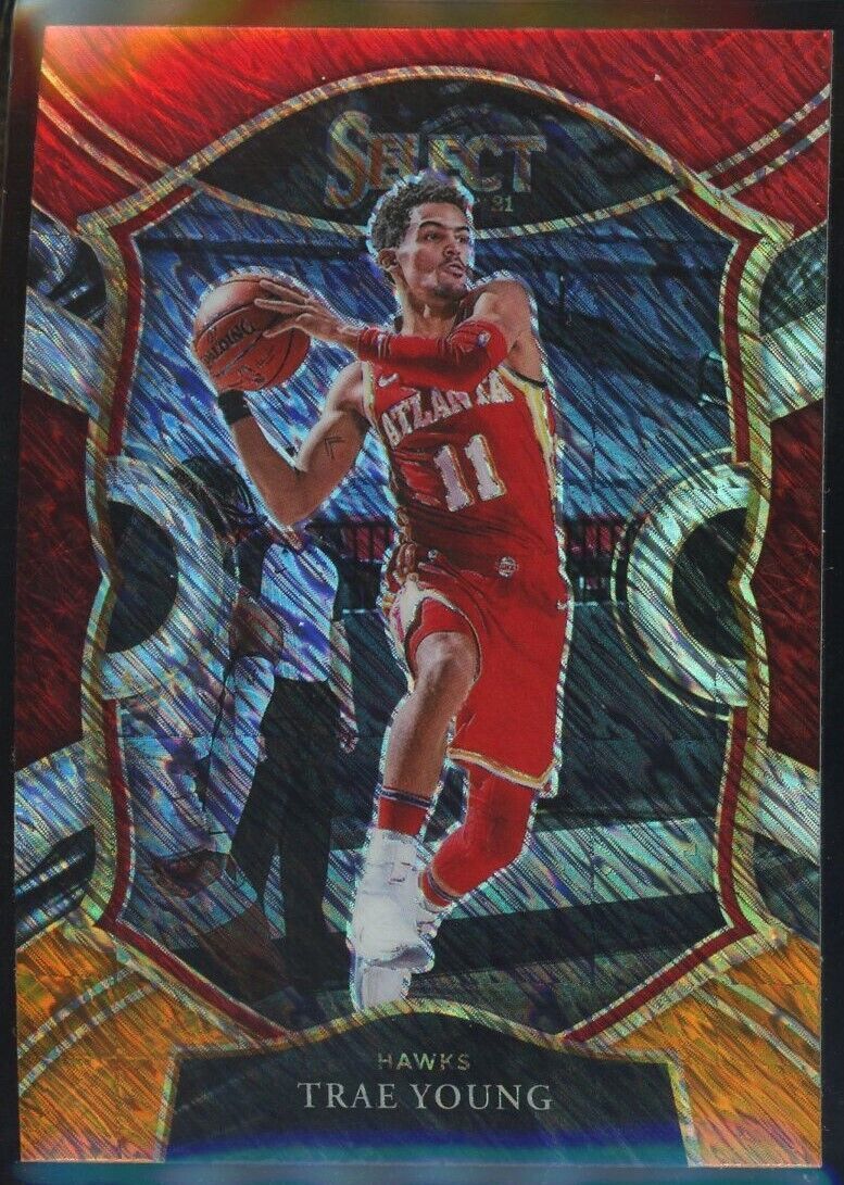 2020-21 Panini Select Trae Young Red White Orange Shimmer Prizm Hawks #2